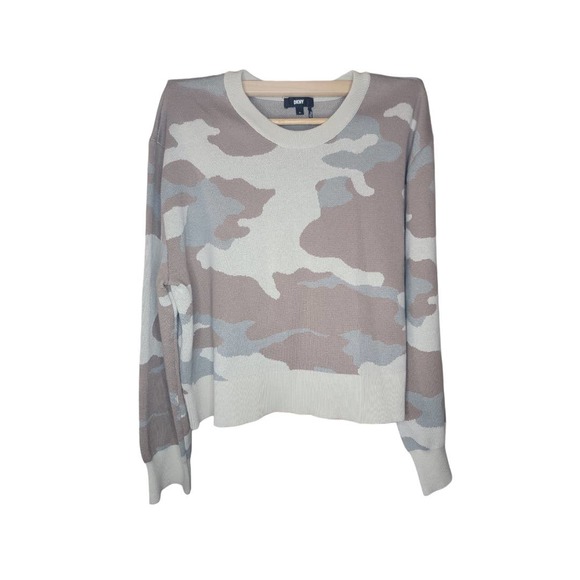 Women's DNKY Camo Camo Pullover Boxy Cropped Sweater Size XL - Picture 2 of 11